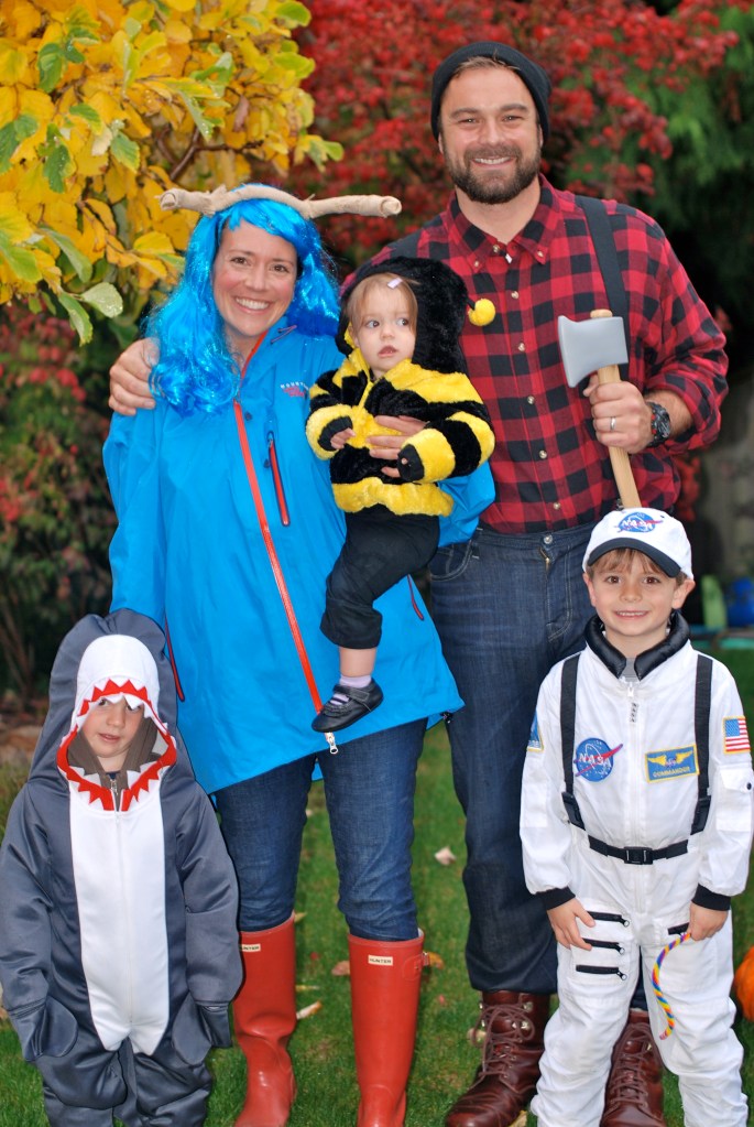 Halloween 2012Paul Bunyan and Babe the Blue Ox with Bumblebee, Shark and Astronaut